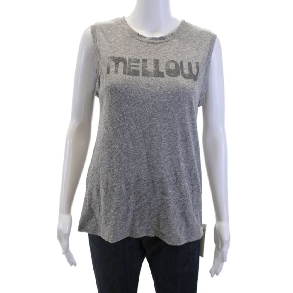Mate Womens Gray Sleeveless Jersey Tank Graphic Crew Neck Cotton Blend Size S